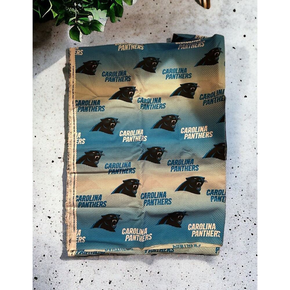 3 Yards NFL Carolina Panthers Fabric Football NC Black Blue Logo NC 56” W Sew
